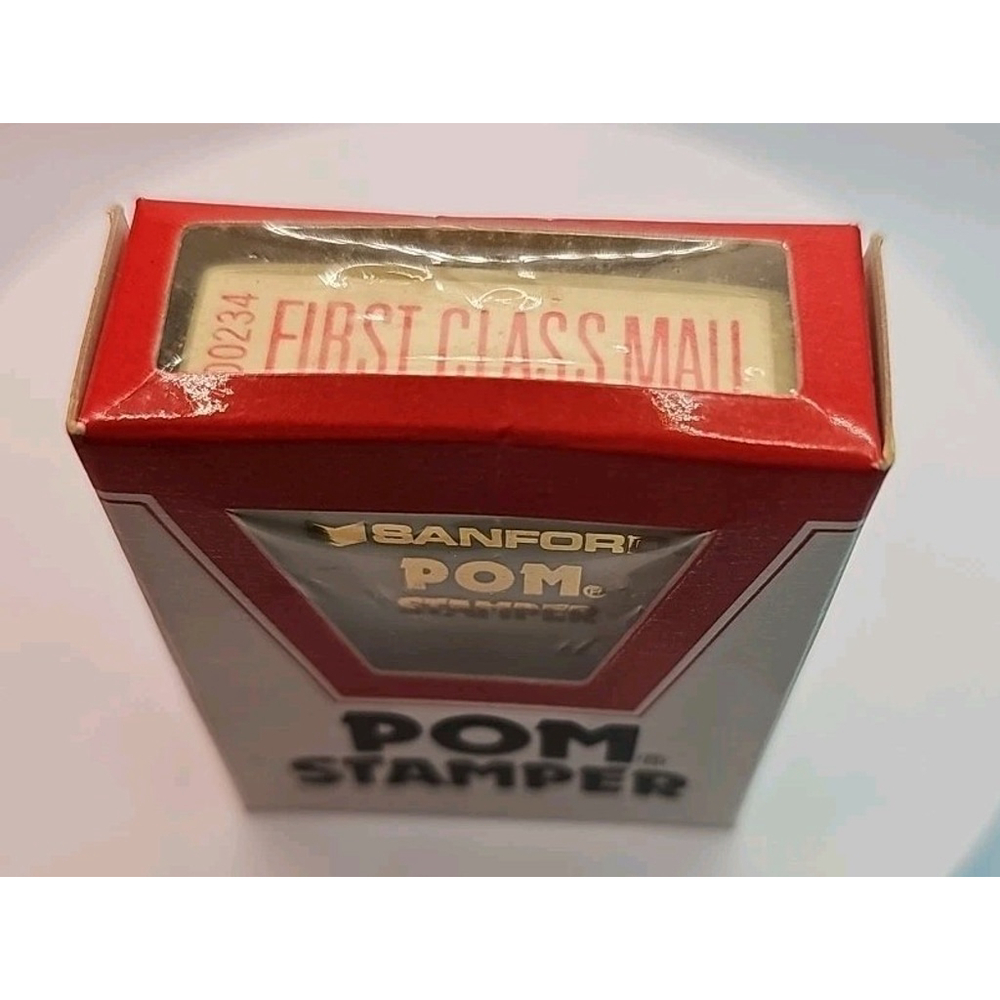Vintage First Class Mail Sanford POM Stamper 00234 Red In Box